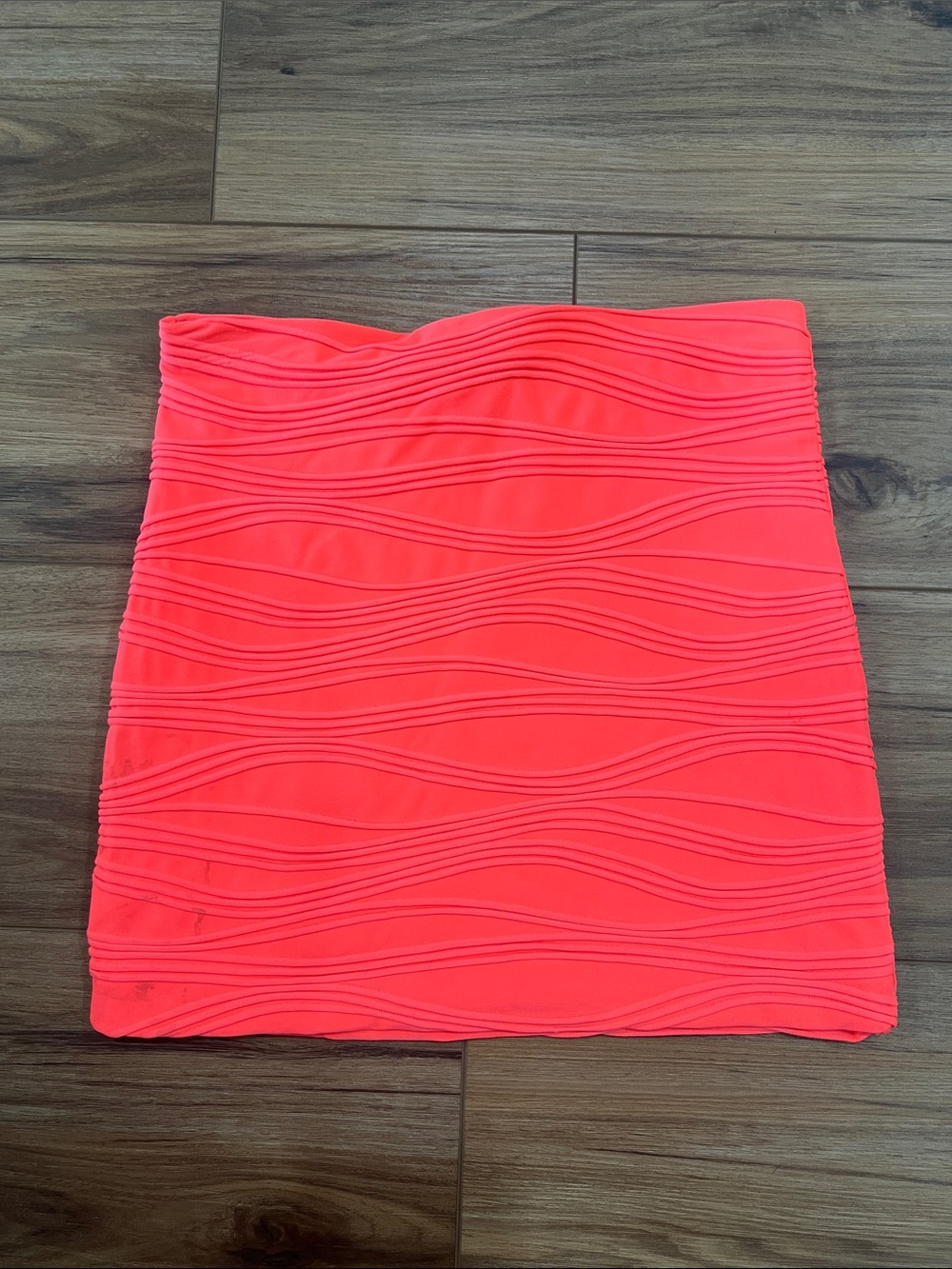 Neon Coral Textured Mini Skirt